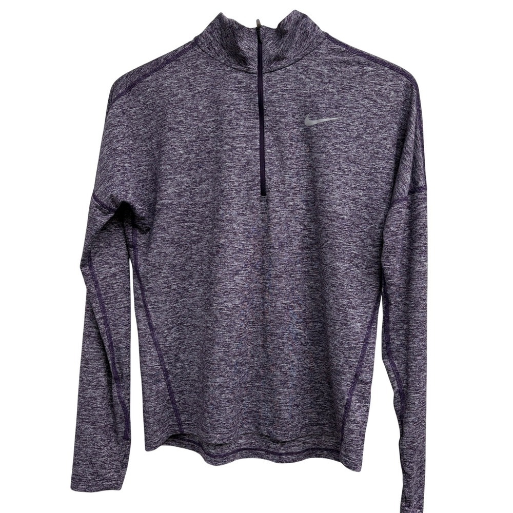 Nike Running Dri-FIT Purple Heathered Quarter Zip Thumbhole Pullover Small